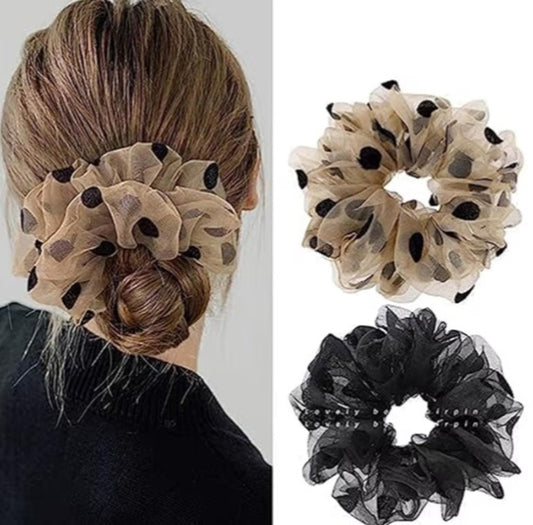 🖤 🤎Soft Play | Polka Organza Scrunchie