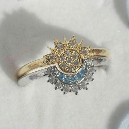 Sun & Moon Celestial Ring — Gold & Silver Finish