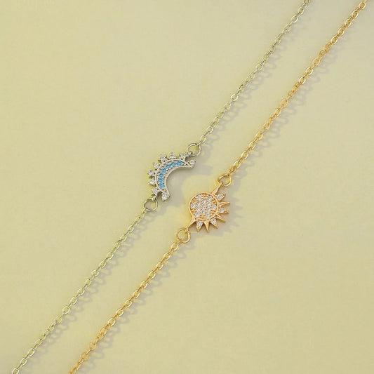 Sun & Moon Celestial Bracelet — Dual-Tone Gold & Silver