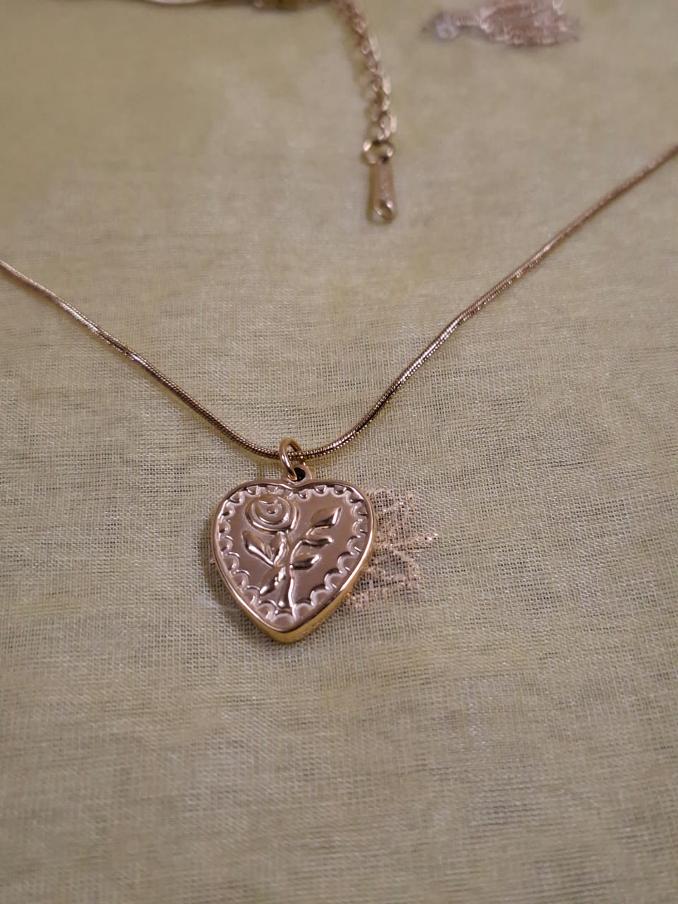 Rose-etched Heart Necklace | Gold Carved Pendant | Heart Whispers Collection โจ๐