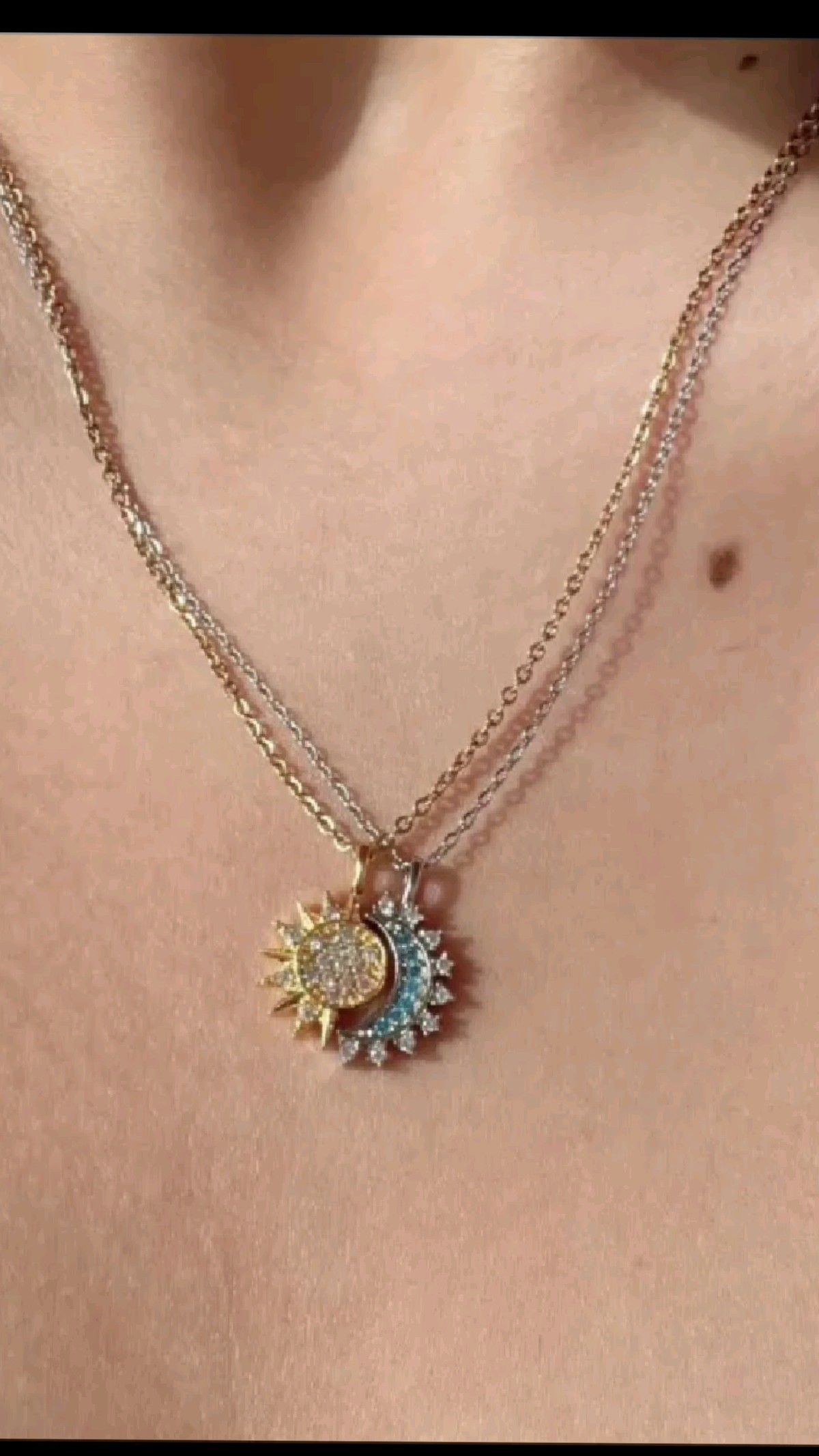 Sun & Moon Celestial Jewelry Set — Ring + Bracelet + Necklace (Dual-Tone)