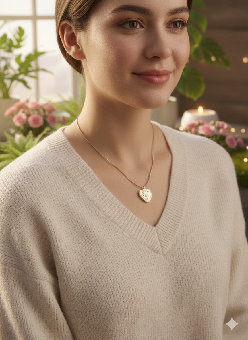[PRE-ORDER]Rose-etched Heart Necklace | Heart Whispers Collection ✨💛