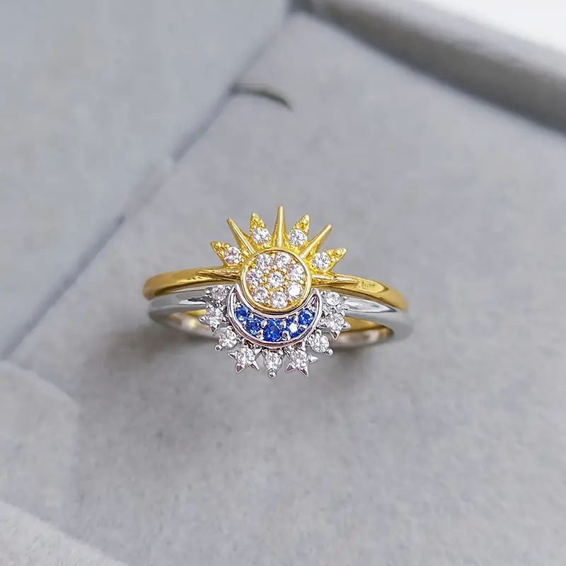 Sun & Moon Celestial Ring — Gold & Silver Finish