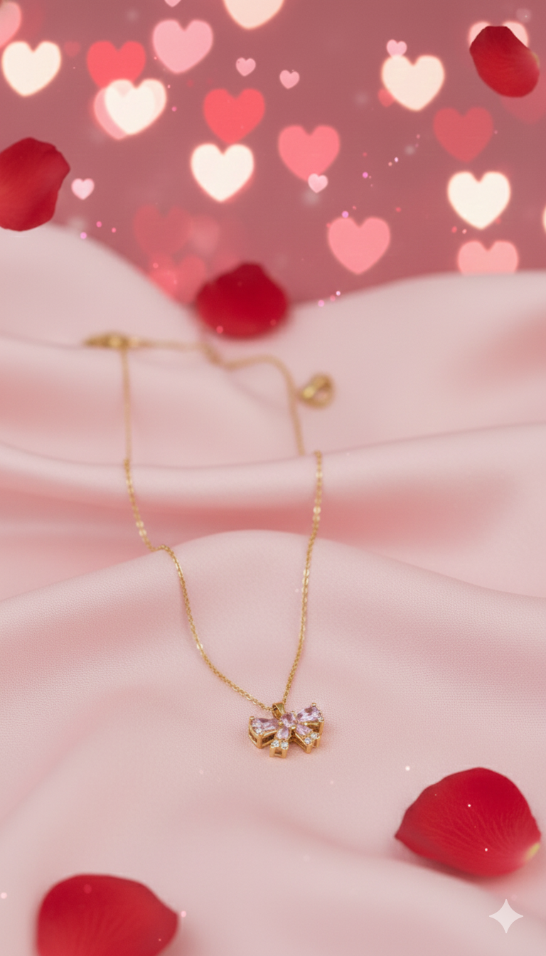 [PRE-ORDER] 🎀 Blush Bow Pendant Necklace