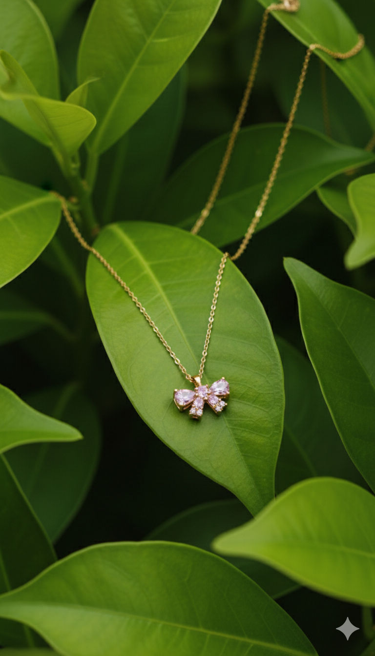 [PRE-ORDER] 🎀 Blush Bow Pendant Necklace