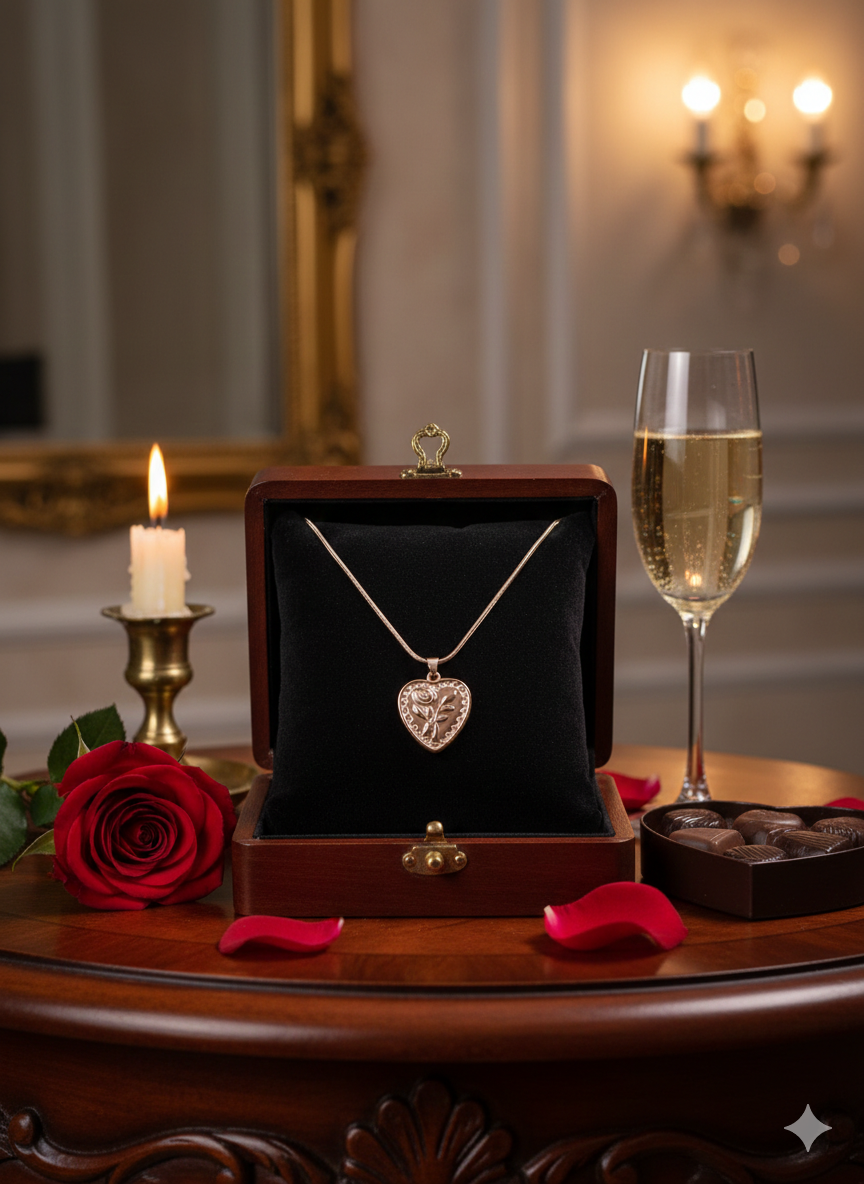 [PRE-ORDER]Rose-etched Heart Necklace | Heart Whispers Collection ✨💛