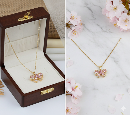 [PRE-ORDER] 🎀 Blush Bow Pendant Necklace