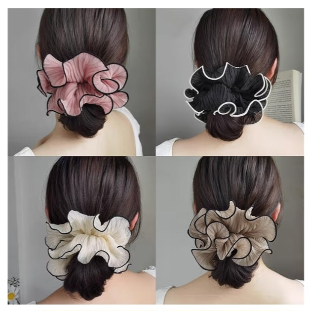 🤍 Soft Frame | Embroidered Mesh Scrunchie