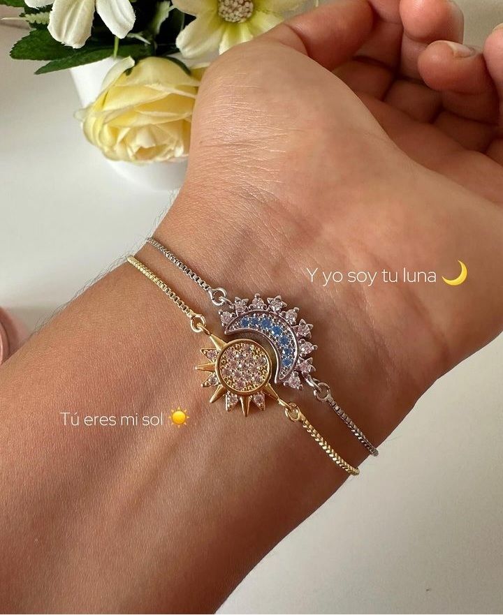 Sun & Moon Celestial Bracelet — Dual-Tone Gold & Silver