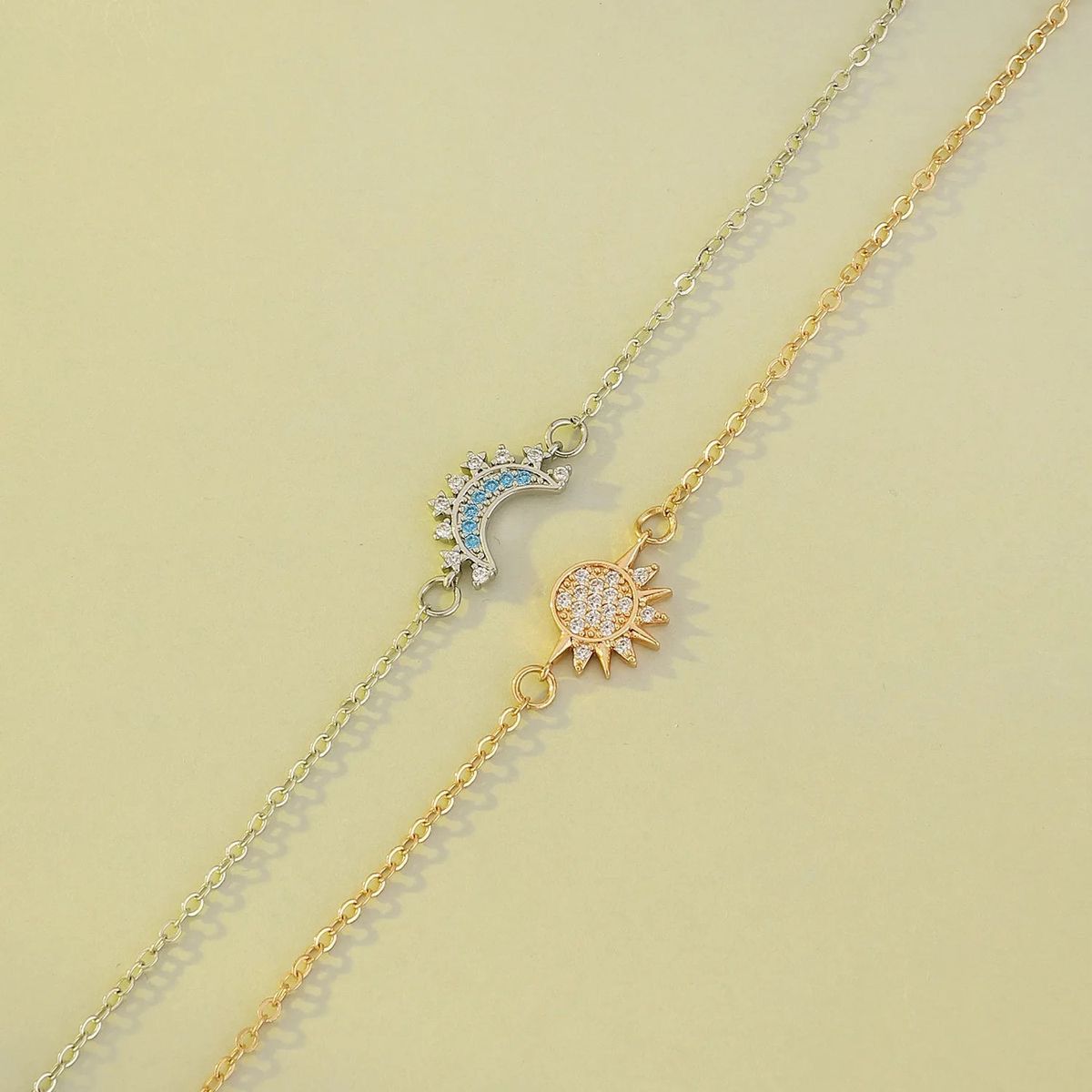 Sun & Moon Celestial Bracelet — Dual-Tone Gold & Silver