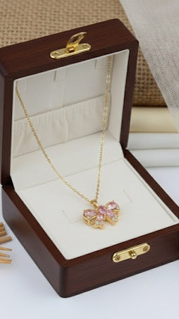 [PRE-ORDER] 🎀 Blush Bow Pendant Necklace