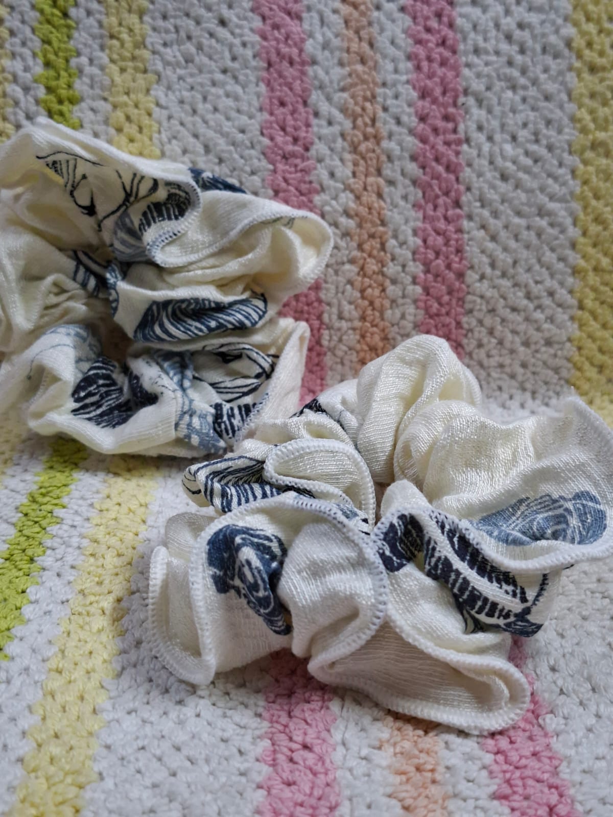 💙🍃Blue Breeze Scrunchie | Soft Floral Hair Scrunchie