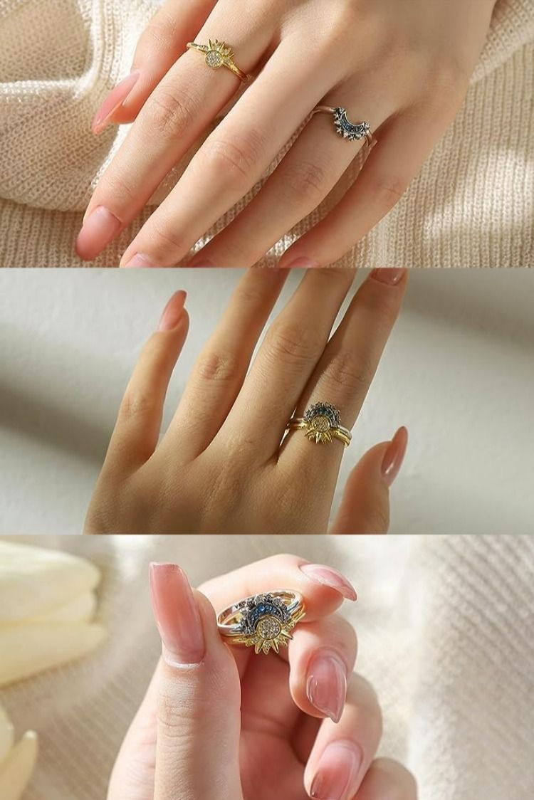 Sun & Moon Celestial Ring — Gold & Silver Finish