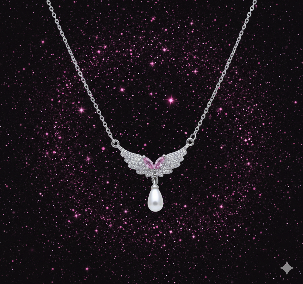 🤍 Pearl Wing Necklace 🕊️