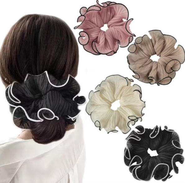 🤍 Soft Frame | Embroidered Mesh Scrunchie