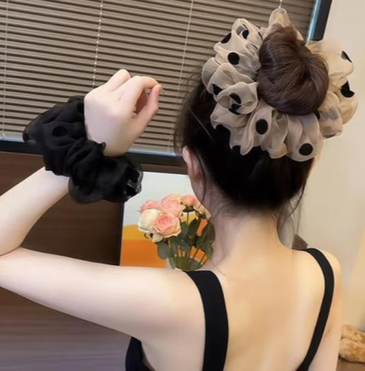 🖤 🤎Soft Play | Polka Organza Scrunchie