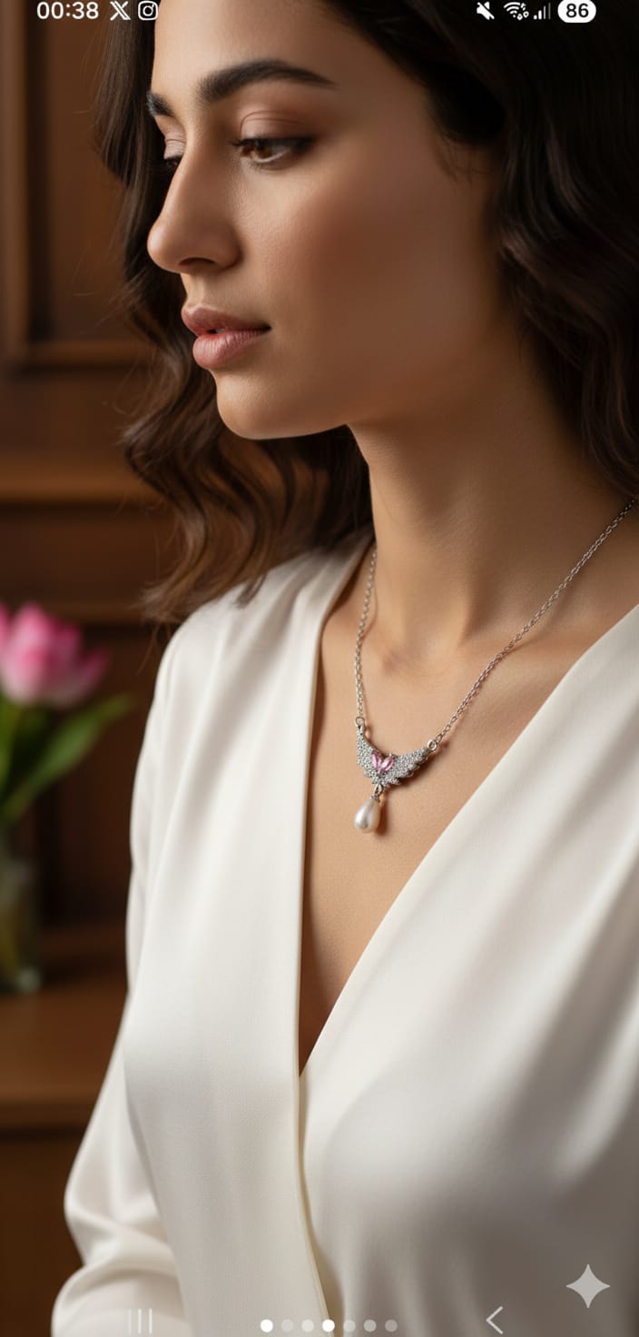 🤍 Pearl Wing Necklace 🕊️
