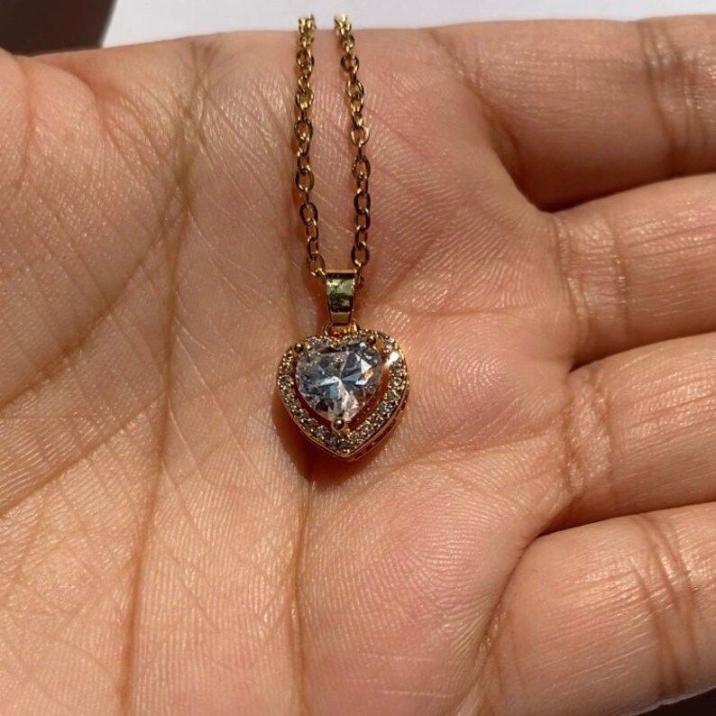 Double-Glow Crystal Heart Necklace | Gold Sparkle Pendant | Heart Whispers Collection 💎💛
